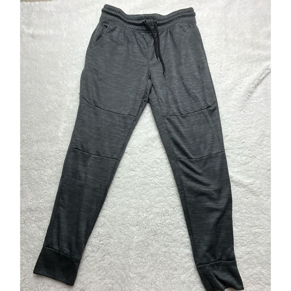 Spyder Men's Fleece Jogger Pants Gray M Elastic Waist Pockets Athletic Striped